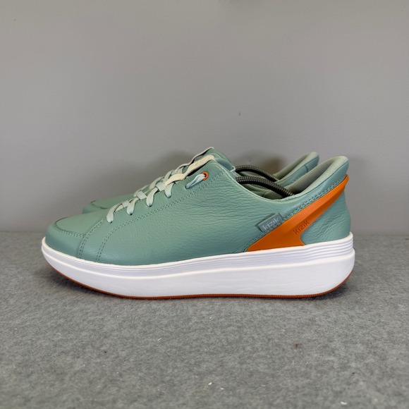 Kizik Shoes - Kizik Athens Womens Shoes Size 11 Mint Green Orange Hands Free Leather Sneakers